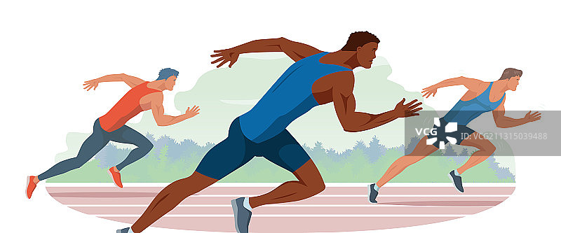 跑步男子之间的体育比赛图片素材