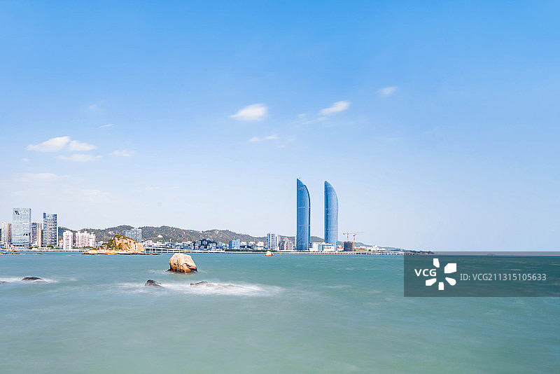 中国福建厦门双子塔慢门风光图片素材