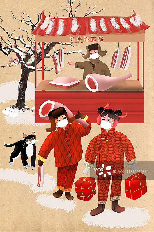 采购年货 佩戴口罩图片素材