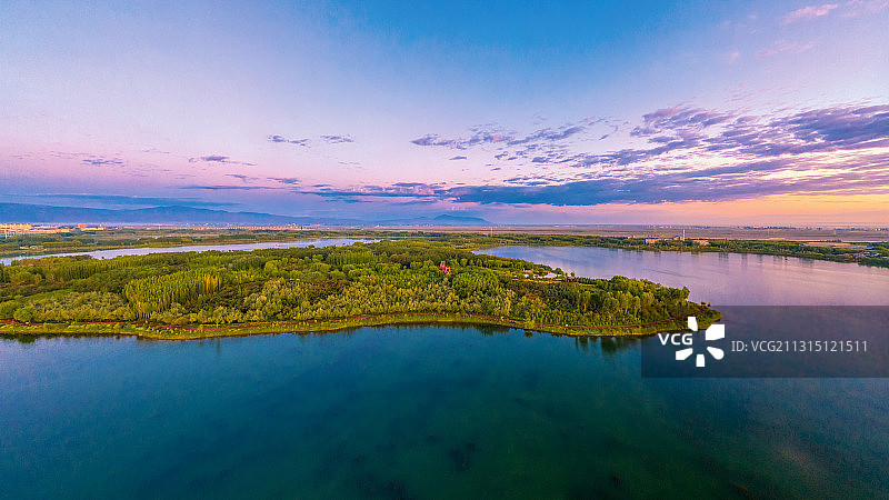 航拍张掖芦水湾晨曦图片素材