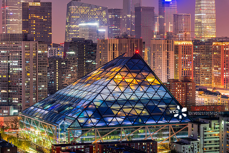 北京朝阳区国贸CBD夜景户外风光特写图片素材