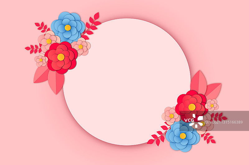 圆形与花束展板矢量插画图片素材