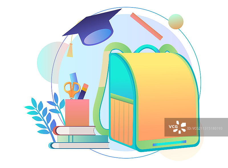 学生书包学士帽文具组合矢量素材图片素材