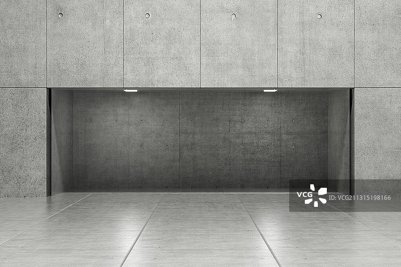 清水混凝土室内空间，三维图形图片素材