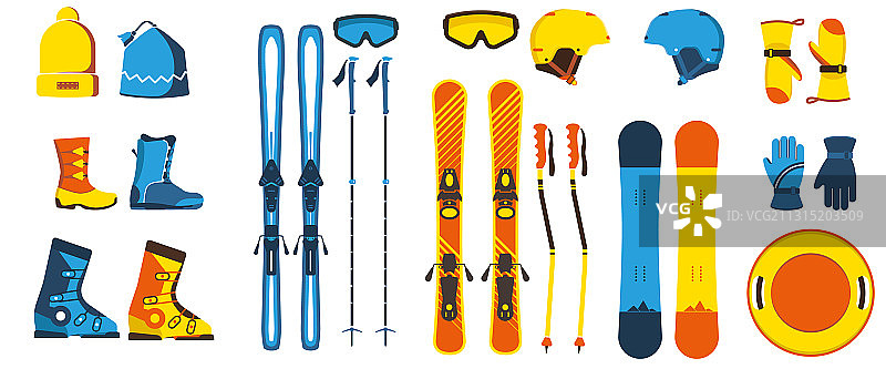 滑雪装备和设备帽子插画图片素材