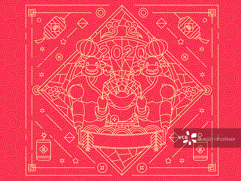 2021年新年元旦金银牛年矢量插画海报图片素材