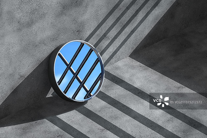 墙角的镜子，三维图形图片素材