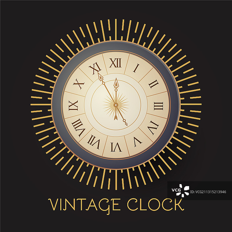 带优雅古典框架的仿古时钟图片素材