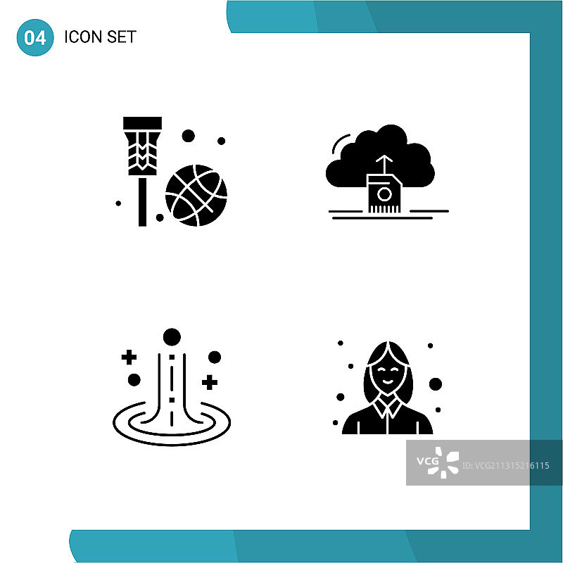4固体字形概念的网站移动和图片素材