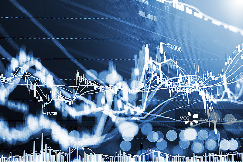 金融股票交易数据背景，K线图图片素材