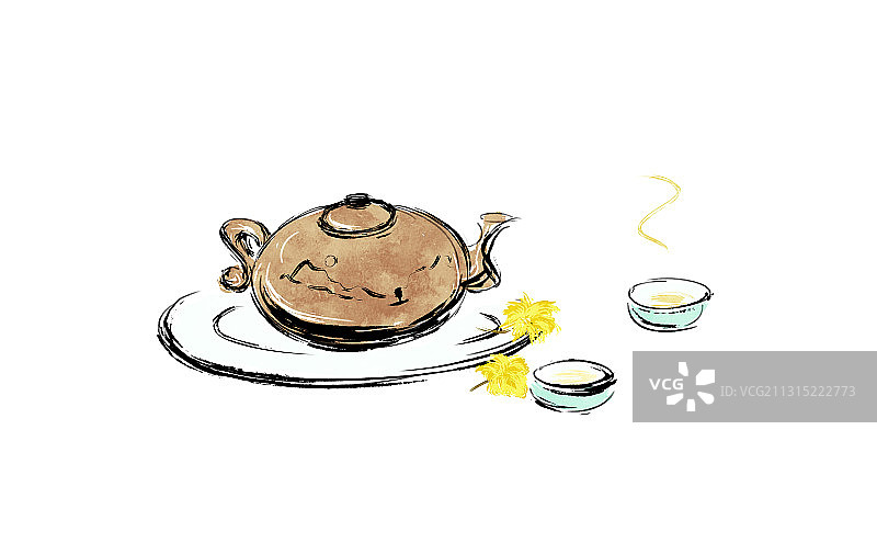 菊花茶静物插画图片素材