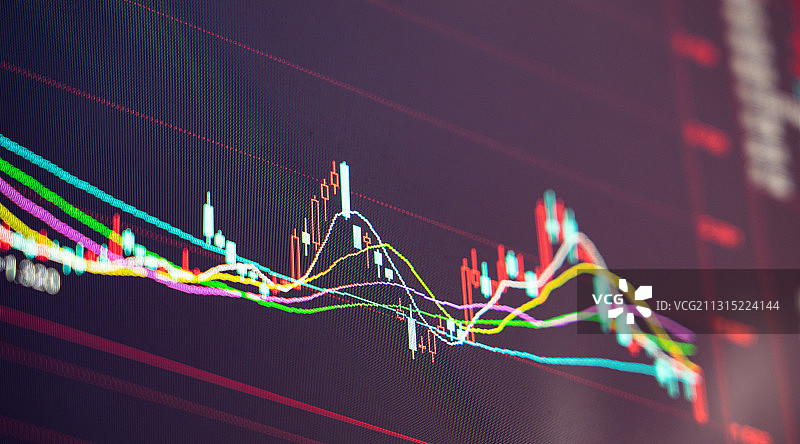 股票证券交易数据走向趋势背景，K线图图片素材