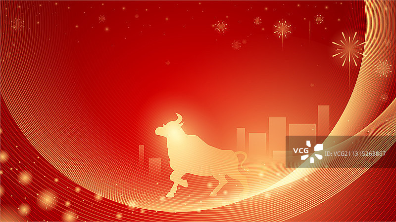 牛年年会背景矢量插画图片素材