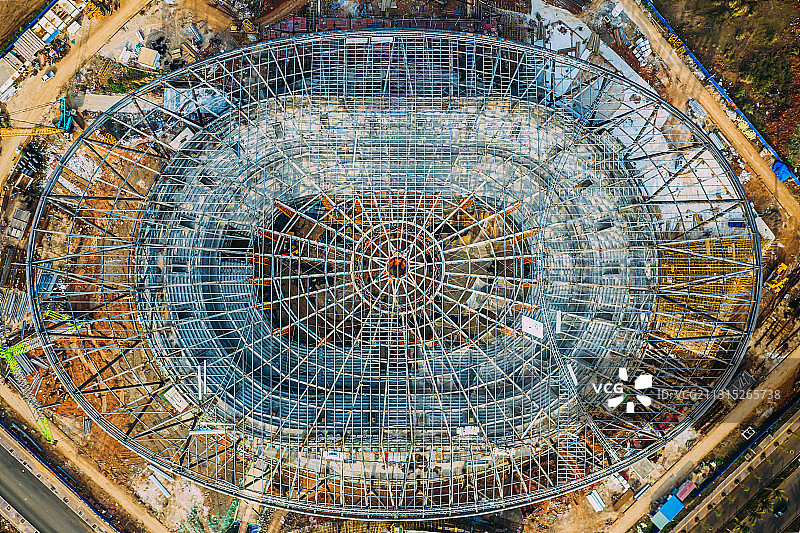 巨型渔船初显--五源河体育中心二期图片素材