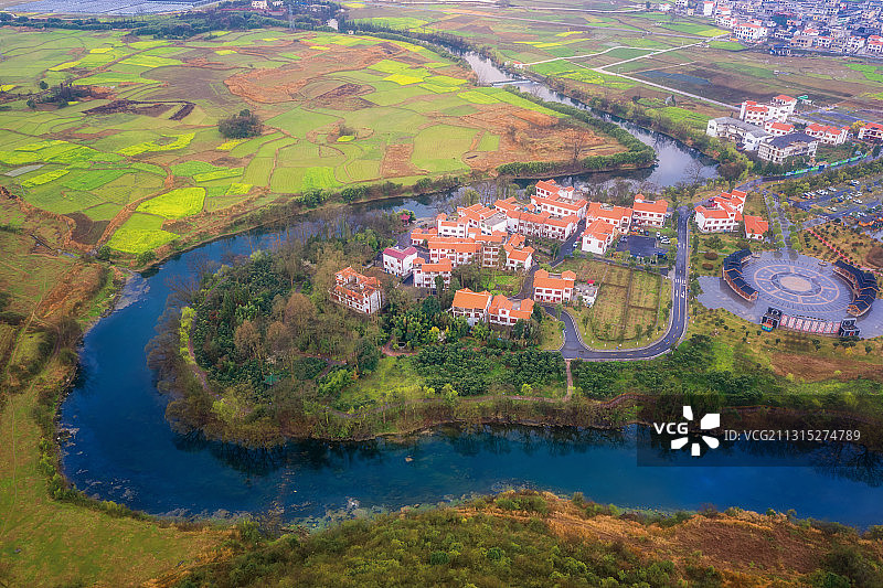 航拍贵州安顺最美乡村小河湾图片素材