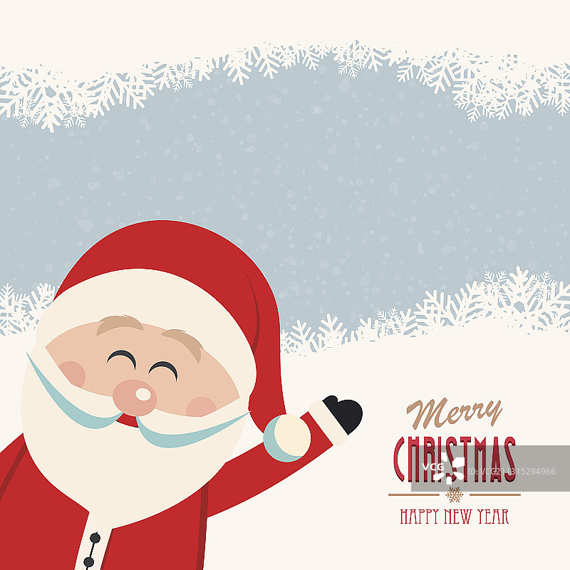 圣诞老人挥手，复古圣诞快乐图片素材