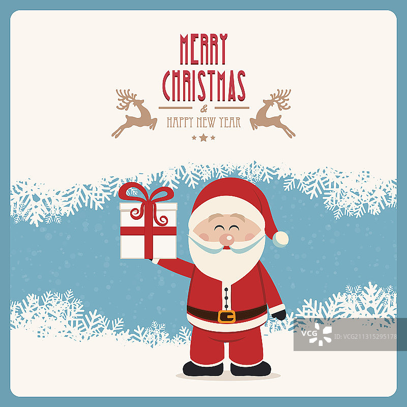 圣诞老人手持礼物，欢度圣诞冬季图片素材