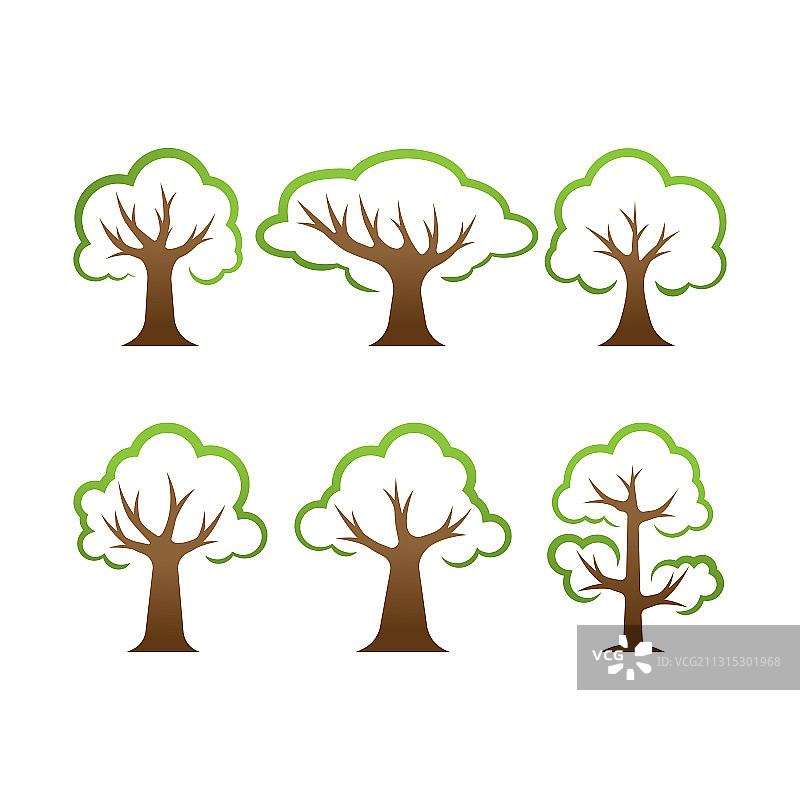 扁平风格的树木设计素材图片素材