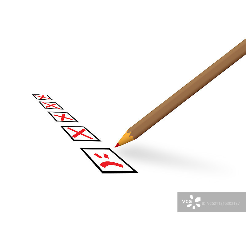 白色纸上的红色铅笔划掉了图片素材