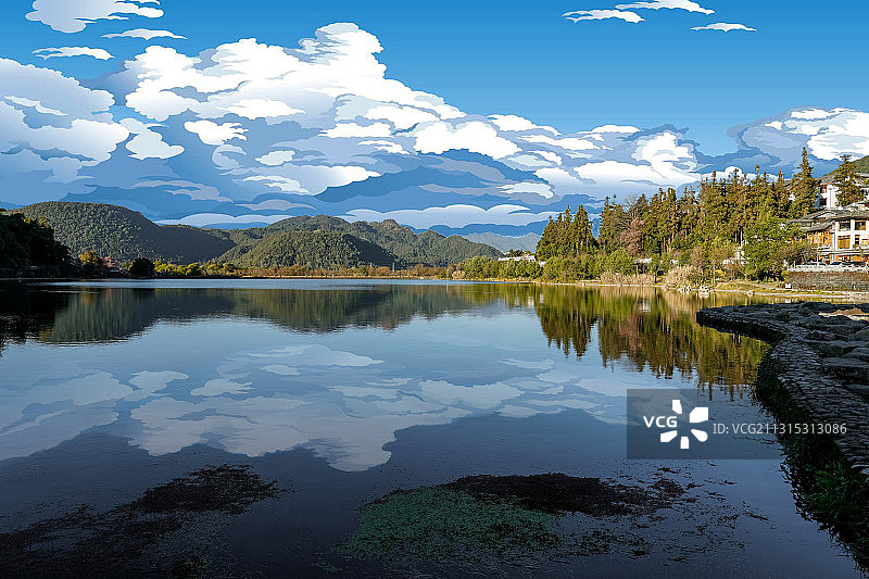 Cartoon Scenery Photo图片素材