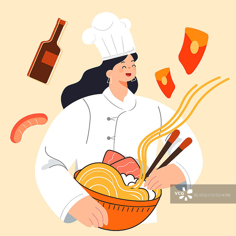卡通美食年货节元宵节面食餐饮烹饪做饭居家生活饮食健康矢量插画图片素材