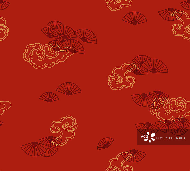祥云线条无缝底纹红色背景图片素材