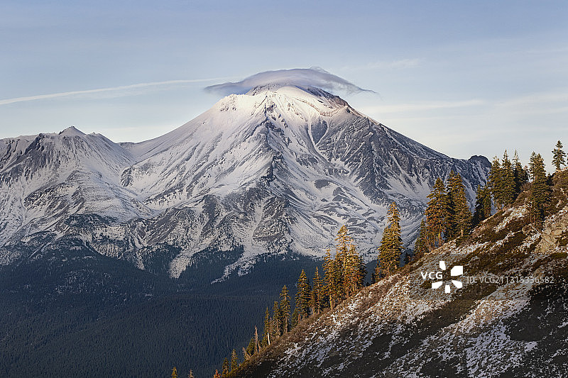 美国加州沙斯塔山雪山风光图片素材