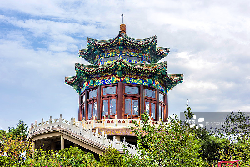中国山东省青岛市名刹湛山寺图片素材