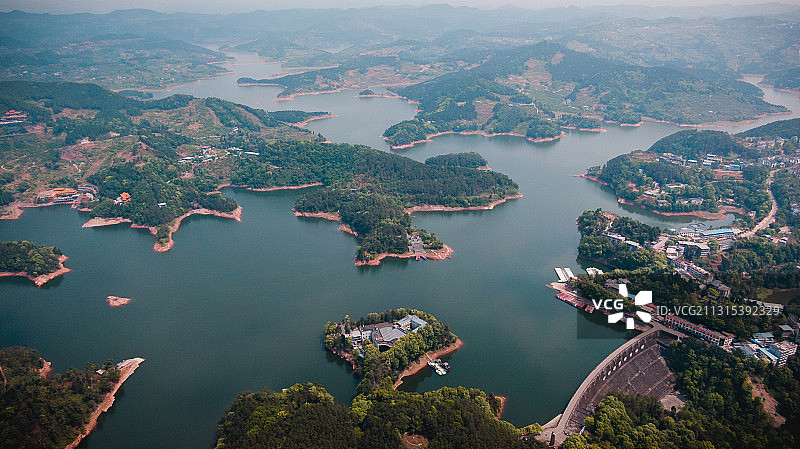 航拍黑龙滩水库图片素材