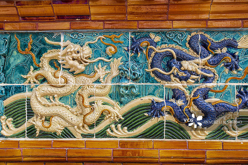 北京市门头沟区琉璃渠村九龙壁局部图片素材