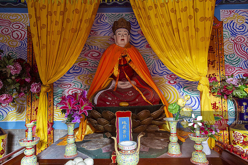 北京市门头沟区妙峰山惠济祠（娘娘庙）地藏殿地藏菩萨图片素材