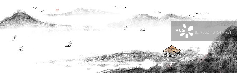 水墨江河图片素材