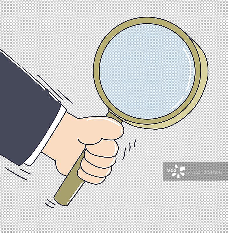 元素：手拿放大镜图片素材