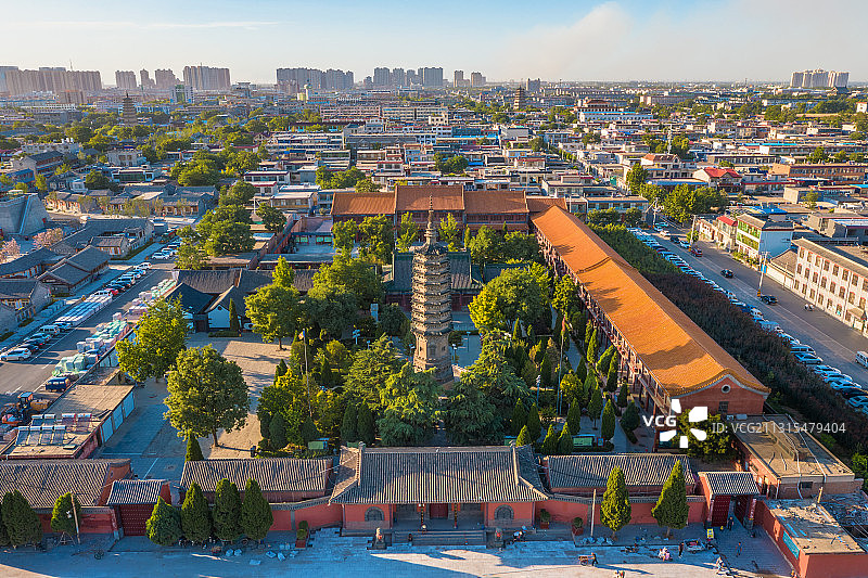 航拍正定临济寺图片素材