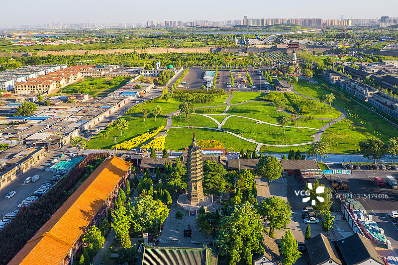 航拍正定临济寺图片素材