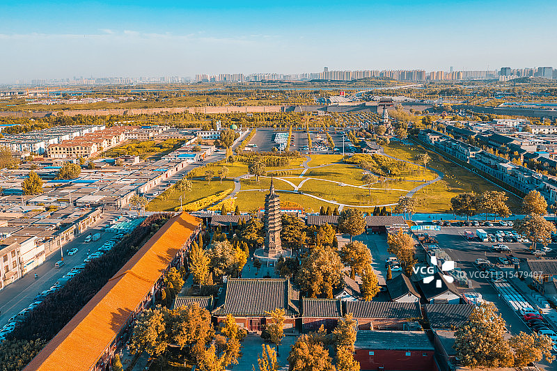 航拍正定临济寺图片素材