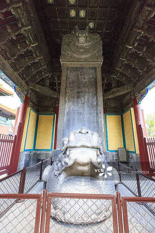 北京历代帝王庙（俗称帝王庙）正东碑亭石碑图片素材