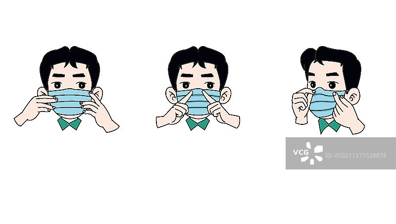 插图：口罩的正确佩戴方式图片素材