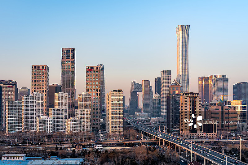 北京国贸城市天际线冬日光影图片素材