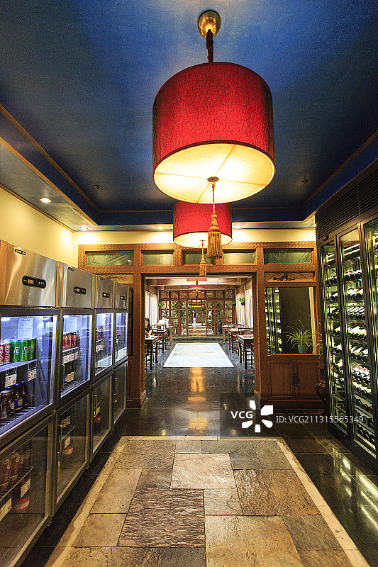 北京特色仿清建筑美食店：那家小馆图片素材