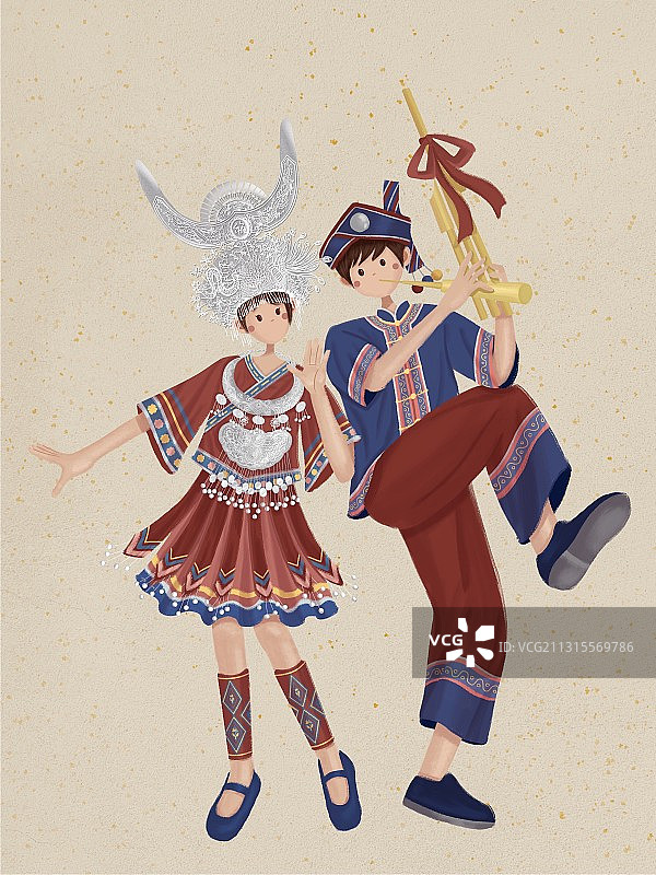 苗族姑娘和小伙图片素材