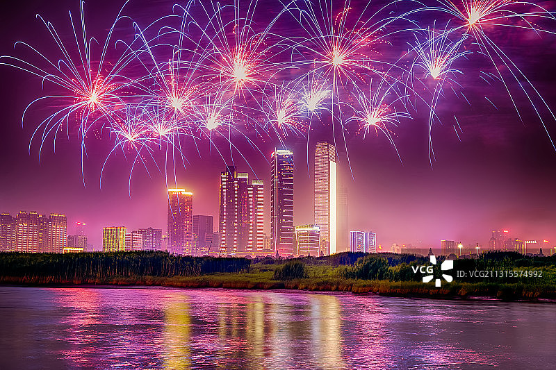 劳动节橘子洲焰火图片素材