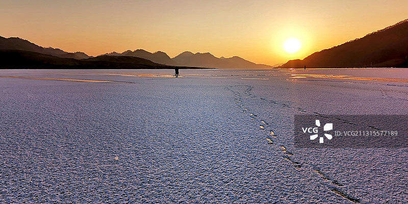 鸭绿江日落图片素材