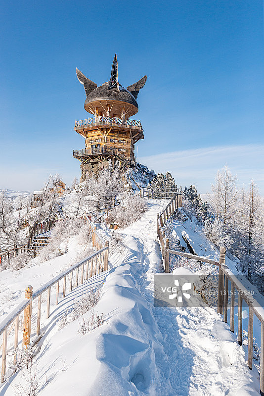 冬天的新疆喀纳斯 观鱼台 喀纳斯湖 喀纳斯河 小狐狸 雾凇图片素材