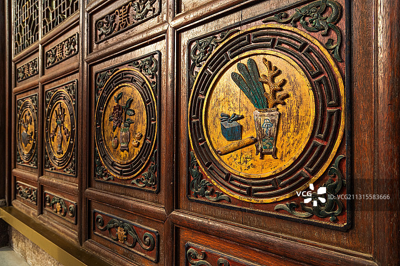 西安关中民俗艺术博物院 木门图片素材