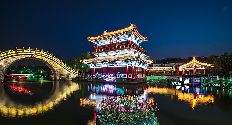 开封大宋御河夜景图片素材