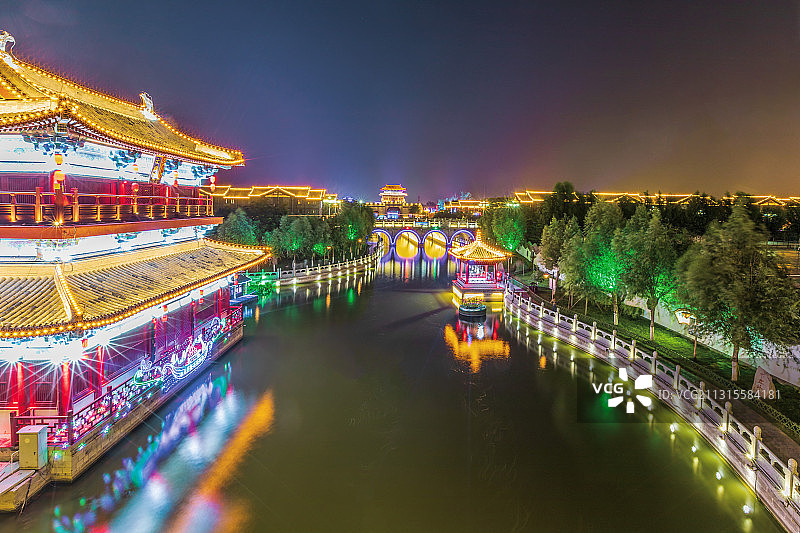 开封大宋御河夜景图片素材