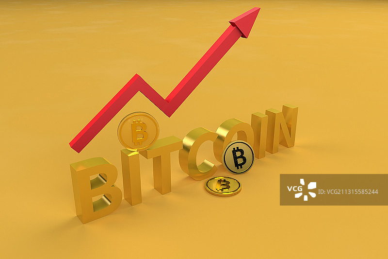 比特币,3D渲染图图片素材