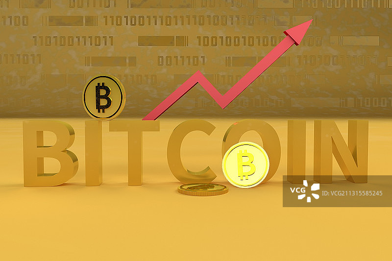 比特币,3D渲染图图片素材