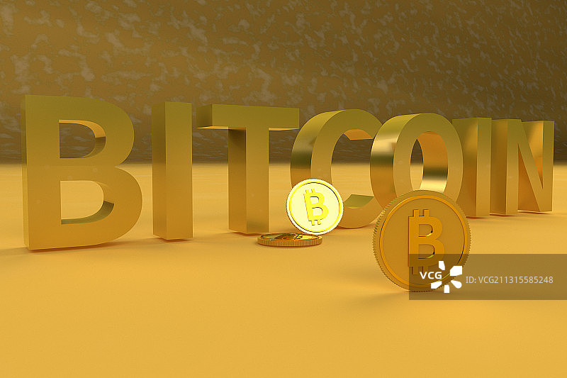 比特币,3D渲染图图片素材